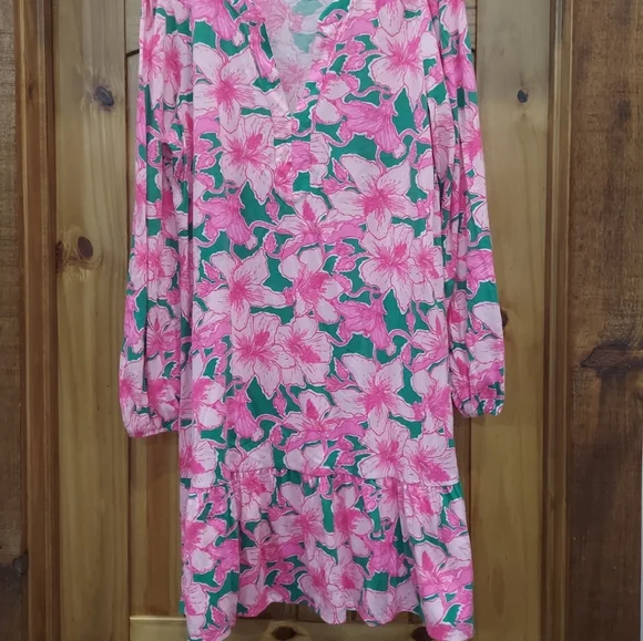 Lilly Pulitzer Alyssa Tunic Midi Dress Size XL Hibiskiss Print - Picture 2 of 2